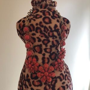 J. Crew Coral Flower Necklace